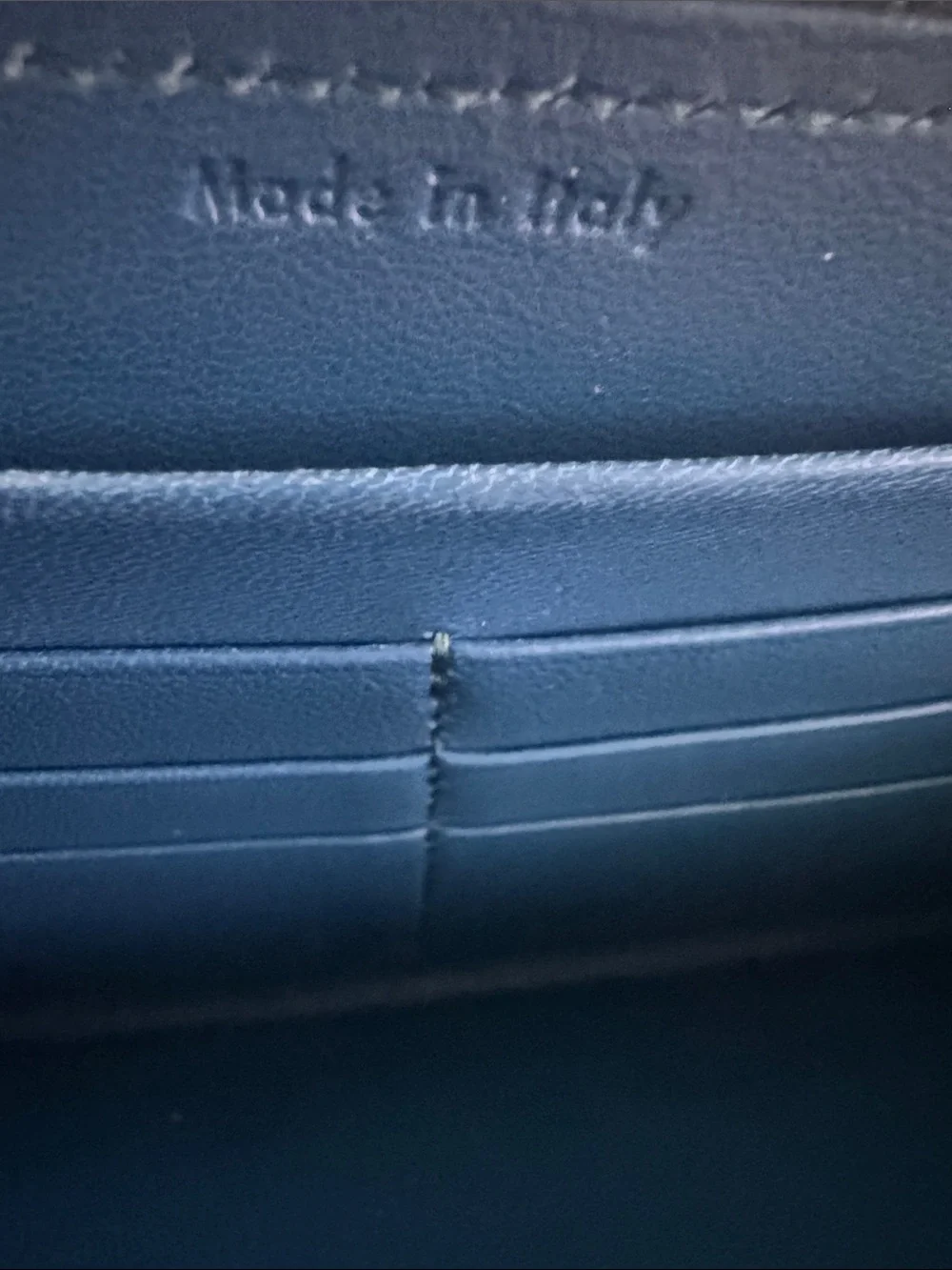 Celine Paris Blue Leather Zip-Around Wallet